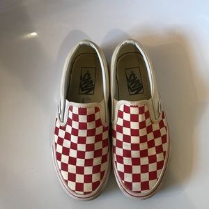 Red Checkered Slip On Vans Size 5.5/6
